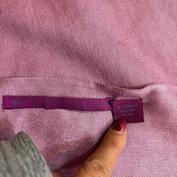 Ladies Mix Nouveau Pink Fringe End Pashmina‎ - Picture 8 of 12